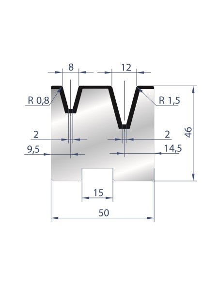 2056 - 2V Dies - Self-centering dies 30°